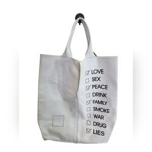 RUDSAK collection x Kocoyoko White Leather Tote with Graphic Design